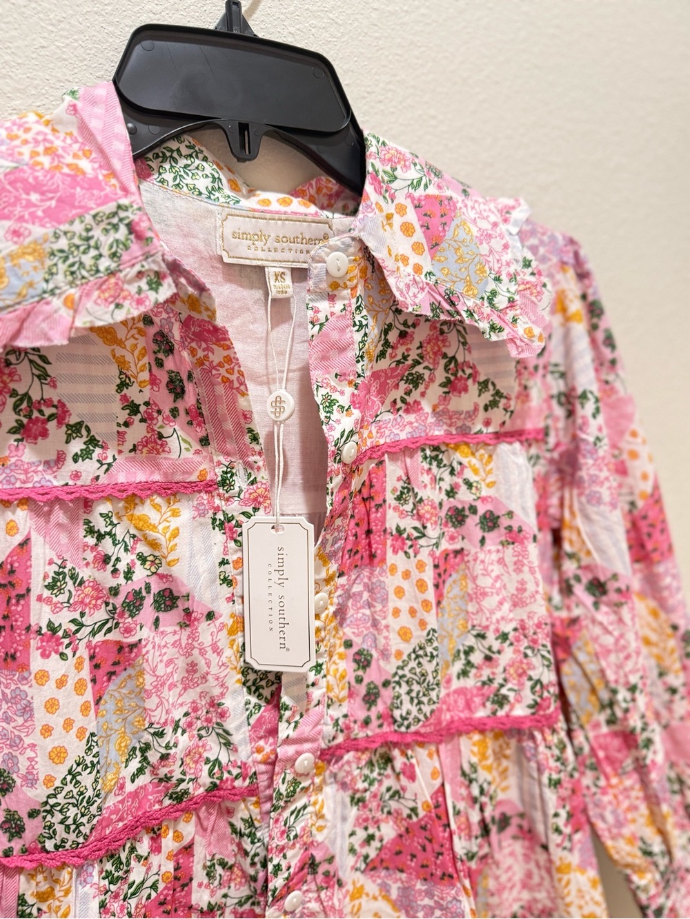 Simply Southern Pink Floral Patchwork Tiered Tunic - Picture 3 of 3